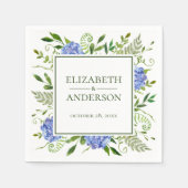 Blue Hydrangeas Floral Watercolor Wedding Serviette (Vorderseite)