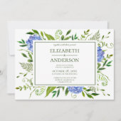 Blue Hydrangeas Floral Wedding Celebration Einladung (Vorderseite)