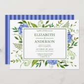 Blue Hydrangeas Floral Wedding Celebration Einladung (Vorne/Hinten)