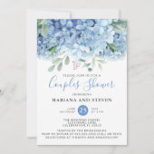 Blue Hydrangeas Floral Wedding Couples Dusche Einladung (Vorderseite)