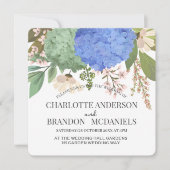 Blue Hydrangeas Floral Wedding Einladung (Vorderseite)