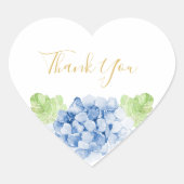 Blue Hydrangeas Floral Wedding Thank You Herz-Aufkleber (Vorderseite)