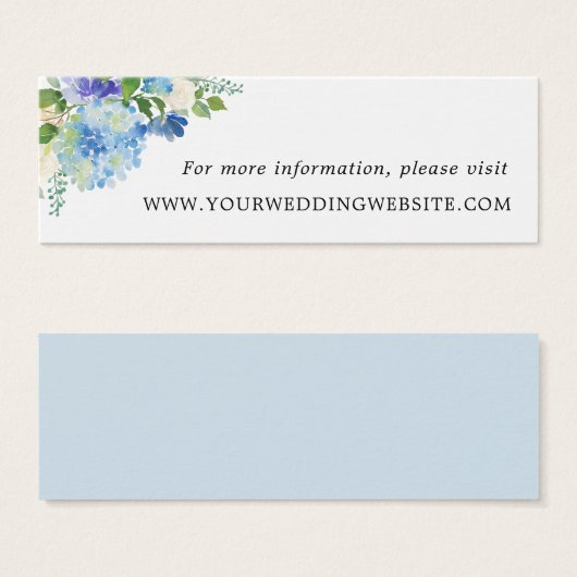 Blue Hydrangeas Floral Wedding Website Cards (Vorne & Hinten)