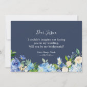 Blue Hydrangeas Floral werden Sie meine Bridesmaid Einladung (Rückseite)