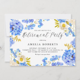 Blue Hydrangeas Floral Winter Retirement Party Einladung