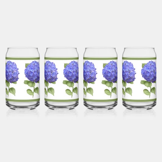 Blue Hydrangeas florale botanische Kunst Dosenglas (Vorderseite)