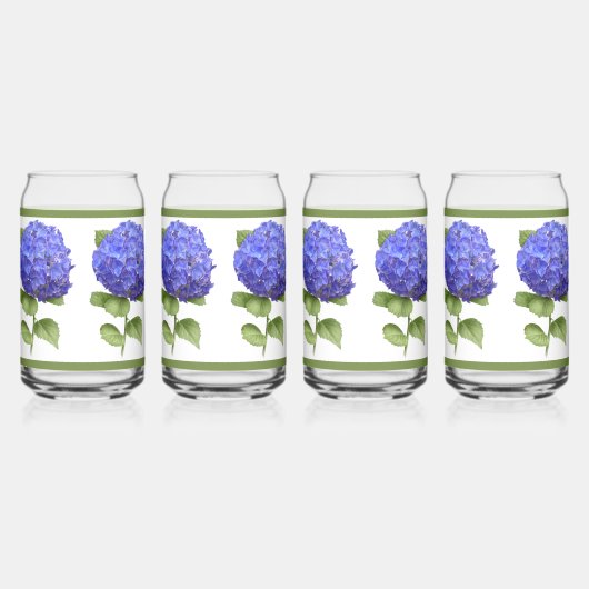 Blue Hydrangeas florale botanische Kunst Dosenglas (Links)