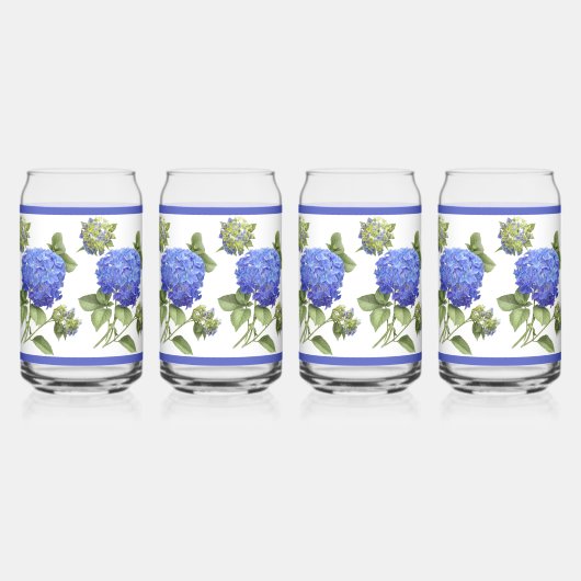 Blue Hydrangeas florale botanische Kunst Dosenglas (Hinten)
