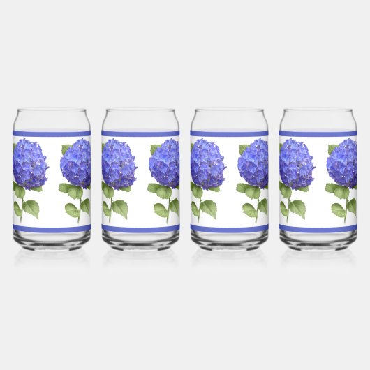 Blue Hydrangeas florale botanische Kunst Dosenglas (Hinten)