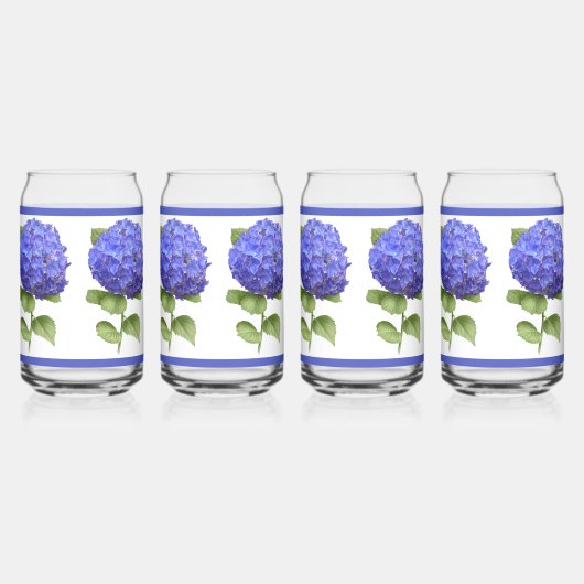 Blue Hydrangeas florale botanische Kunst Dosenglas (Vorderseite)