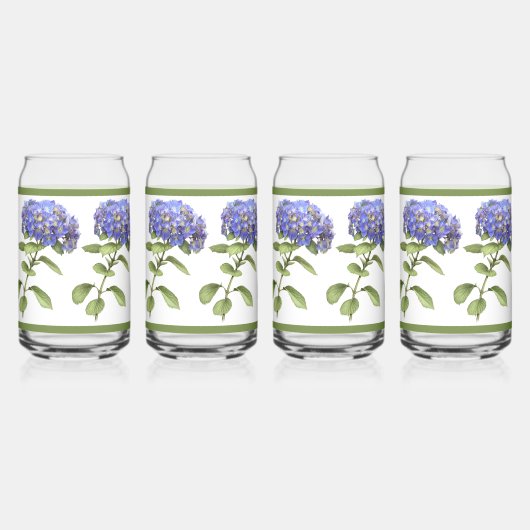 Blue Hydrangeas florale botanische Kunst Dosenglas (Vorderseite)