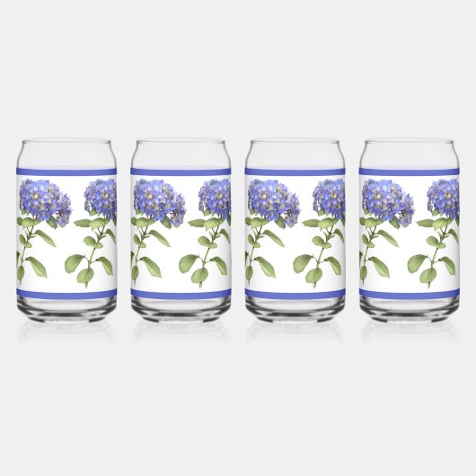 Blue Hydrangeas florale botanische Kunst Dosenglas (Vorderseite)