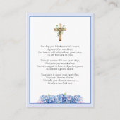 Blue Hydrangeas Flowers Memorial Poem Prayer Card Visitenkarte (Rückseite)