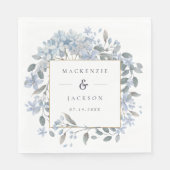 Blue Hydrangeas Frame Watercolor Wedding Serviette (Vorderseite)
