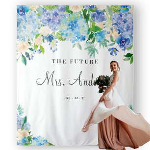 Blue Hydrangeas Future Frau Brautparty Backdrop Wandteppich