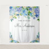 Blue Hydrangeas Future Frau Brautparty Backdrop Wandteppich (Vorderseite)