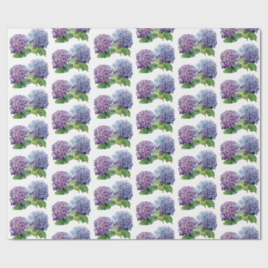 Blue Hydrangeas Geschenkpapier (Flach)
