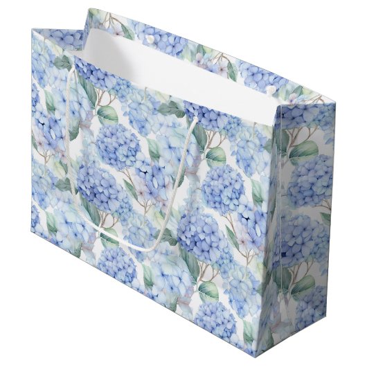 Blue Hydrangeas Gift Bag Große Geschenktüte (Vorderseite Schrägansicht)