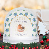 Blue Hydrangeas Gold Custom Photo 25th Anniversary Schneekugeln
