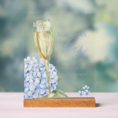 Blue Hydrangeas & Gold Glass Mimosa Bar Acrylschild (Neutral)