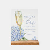 Blue Hydrangeas & Gold Glass Mimosa Bar Acrylschild (Vorderseite)