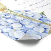 Blue Hydrangeas & Gold Glass Mimosa Bar Poster (Ecke)