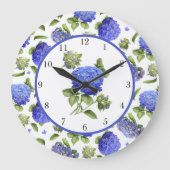 Blue Hydrangeas Große Wanduhr (Vorderseite)