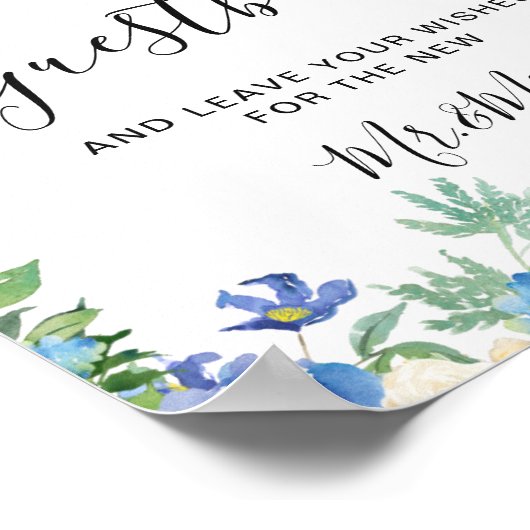 Blue Hydrangeas Grüne Sign Unser Gästebuchposter Poster (Ecke)