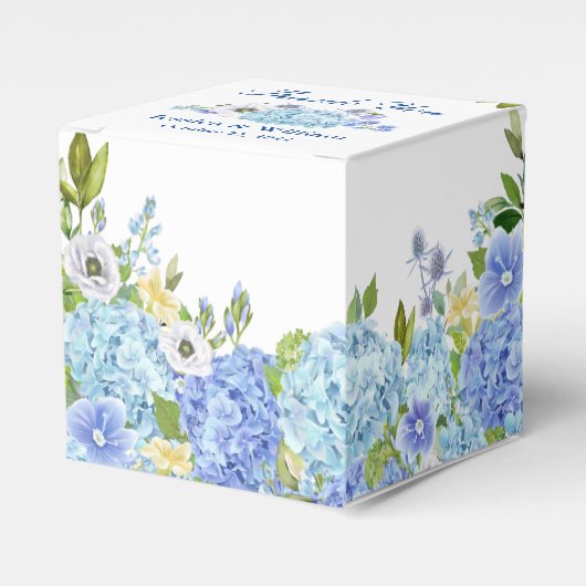 Blue Hydrangeas Grünpflanzen Blumengeschenk Hochze Geschenkschachtel (Vorderseite)