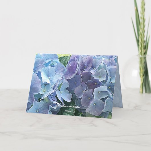Blue Hydrangeas Happy Birthday Karte (Rückseite)