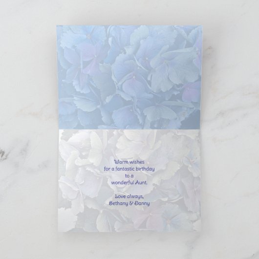 Blue Hydrangeas Happy Birthday Karte (Innenseite)