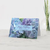 Blue Hydrangeas Happy Birthday Karte (Vorderseite)