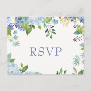 Blue Hydrangeas Hochzeit RSVP mit Wahlmöglichkeit Postkarte