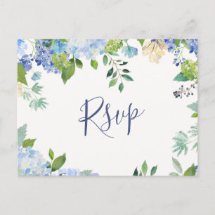 Blue Hydrangeas Hochzeit RSVP mit Wahlmöglichkeit Postkarte