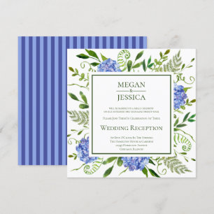 Blue Hydrangeas Hochzeitsempfang Einladung