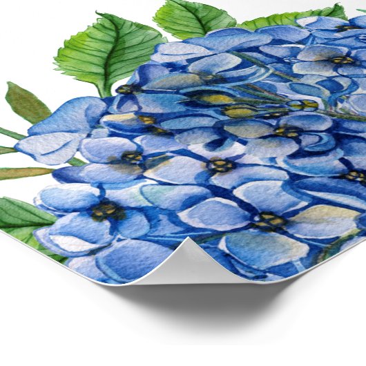 Blue Hydrangeas Hochzeitsessen Probe Zeichen Poster (Ecke)