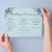 Blue Hydrangeas Hochzeitsprogramm (Hand)