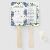 Blue Hydrangeas Hochzeitsprogramm Hand Fan Fächer (Vorne und Hinten)