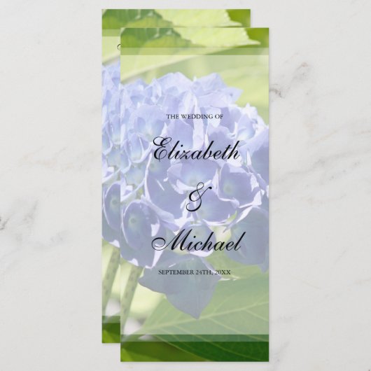 Blue Hydrangeas Hochzeitsprogramm Programm (Vorne/Hinten)