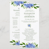 Blue Hydrangeas Hochzeitsprogramm Programm (Vorne/Hinten)