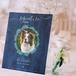 Blue Hydrangeas Holz 1 Foto Signature Pet Drink Sockelschild