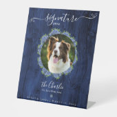 Blue Hydrangeas Holz 1 Foto Signature Pet Drink Sockelschild (Vorderseite)