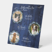 Blue Hydrangeas Holz 3 Foto Signature Pet Drink Sockelschild (Vorderseite)