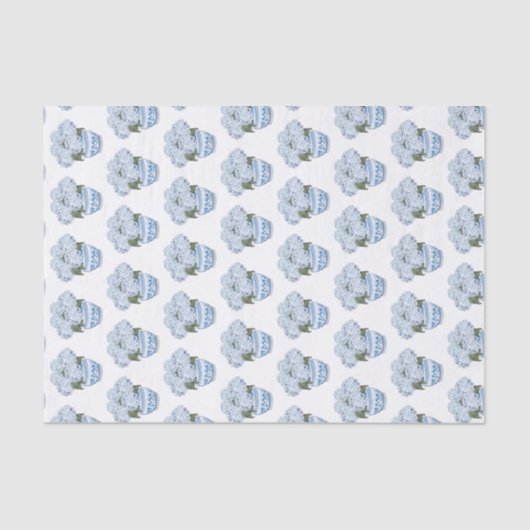 Blue Hydrangeas in Chinoiserie Pot Seidenpapier (Vorderseite)