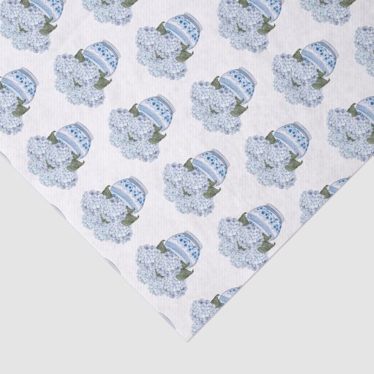 Blue Hydrangeas in Chinoiserie Pot Seidenpapier (Ausschnitt)