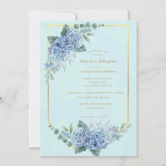 Blue Hydrangeas in Frame Wedding in Blue (Vorderseite)