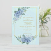 Blue Hydrangeas in Frame Wedding in Blue (Stehend Vorderseite)