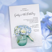 Blue Hydrangeas in Jar Vase Birthday Party Einladung