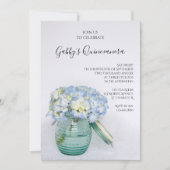 Blue Hydrangeas in Jar Vase Quinceanera Party Einladung (Vorderseite)