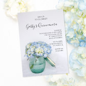 Blue Hydrangeas in Jar Vase Quinceanera Party Einladung